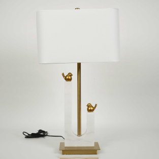 Vitale Mermer Kuşlu Abajur 40.5*21.5*75 cm