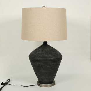 Vitale Antik Siyah Taş Abajur 43*43*75 cm