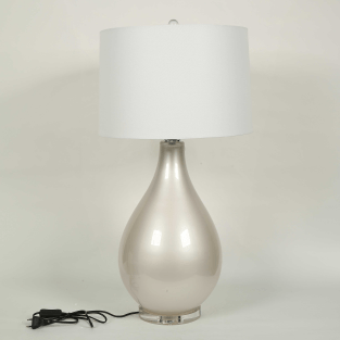 Vitale Cam İnci Beyaz Abajur 43*43*82.5 cm