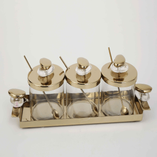 Vitale Volkan Üçlü Gold Bal Kavanozu 20*7*7 cm MTFK.0185