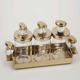 Vitale Volkan Gold Üçlü Baharatlık 17*13*5 cm MTFK.0192
