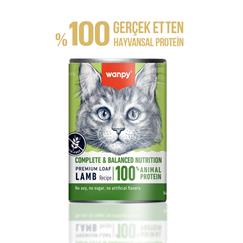 Wanpy Tahılsız Kedi %100 Gerçek Et 375 gr Kuzulu K