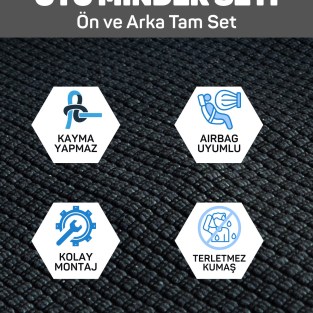 Mindra Serisi Her Araca Uyumlu Oto Koltuk Minderi / Siyah