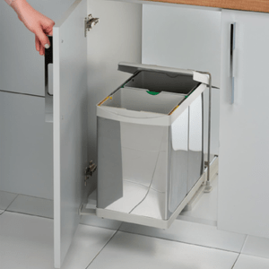 Sürgülü Derin Paslanmaz Çöp Kovası 14+14 Lt.