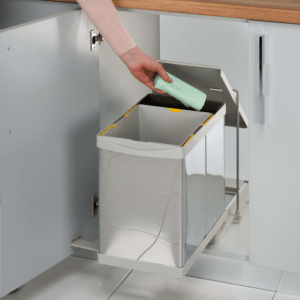 Sürgülü Derin Paslanmaz Çöp Kovası 20+1 Lt.