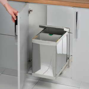 Sürgülü Derin Paslanmaz Çöp Kovası 14+14 Lt.